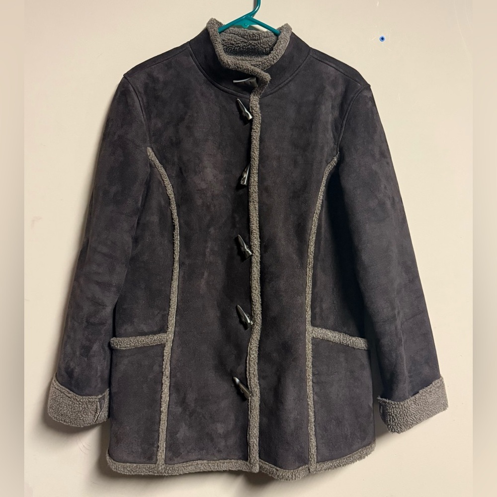 Cotton Ginny Suede-Like Sherpa Jacket
Size Large